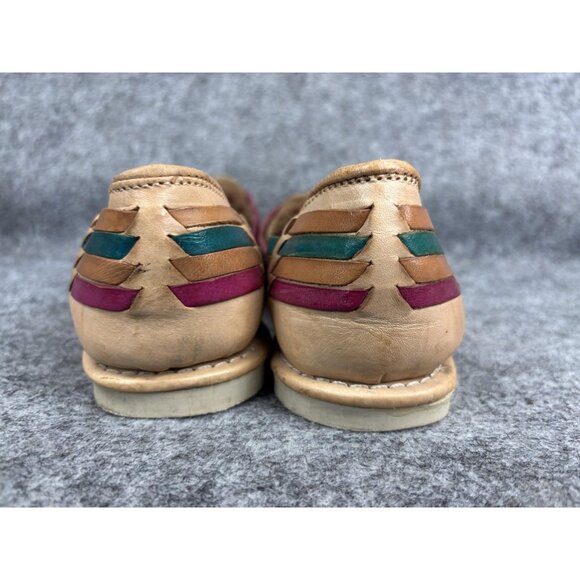 D' Santy Shoes Womens Size MX 27 Tan Multicolor Leather Huarache Sandals Mexico - Picture 6 of 8